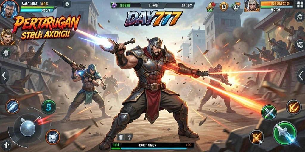 Tampilkan aksi pertarungan epik dalam game DAY777.