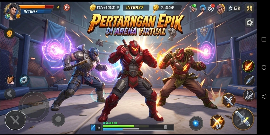Screenshot INTER77 yang menampilkan aksi pertarungan yang mendebarkan.