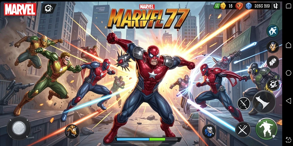 Screenshot menunjukkan aksi seru gameplay TPS di MARVEL77.