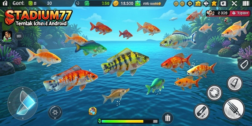 Tampilan gameplay menembak ikan di STADIUM77 yang seru.