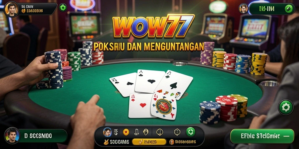 Tampilan gameplay seru dan menarik di WOW77 yang menampilkan Poker.